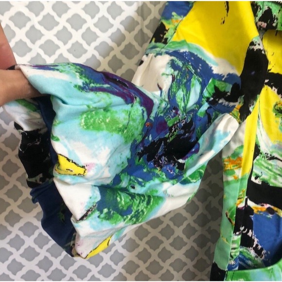 Just B Colorful‎ paint Swirl splatter puffy sleeve jacket Women’s Size M - Picture 4 of 4